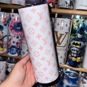20oz White and Pink LV tumbler